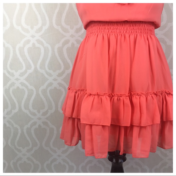 *CLEARANCE* Double Layer Tiered Chiffon Mini-Dress - Picture 6 of 8